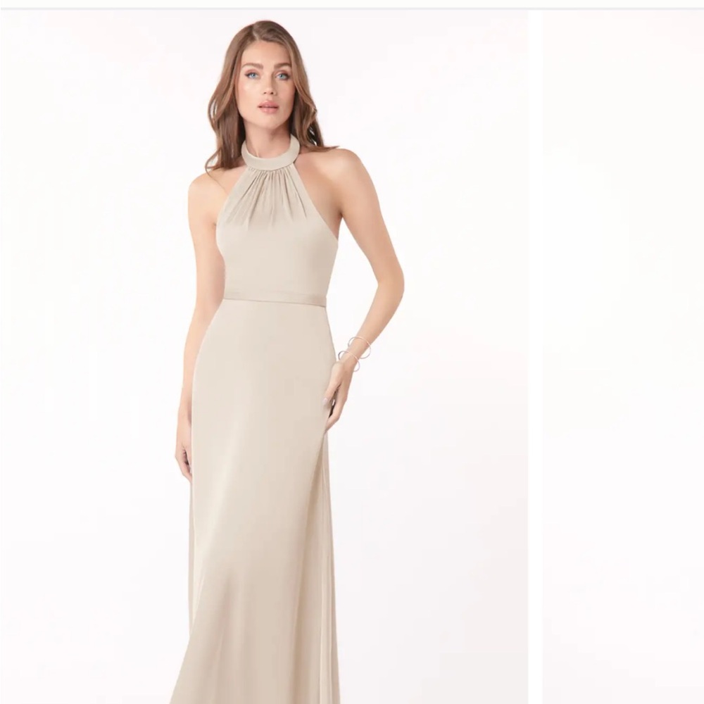 Azazie • Delmar Cream Halter Neck Bridesmaid Dress size 12